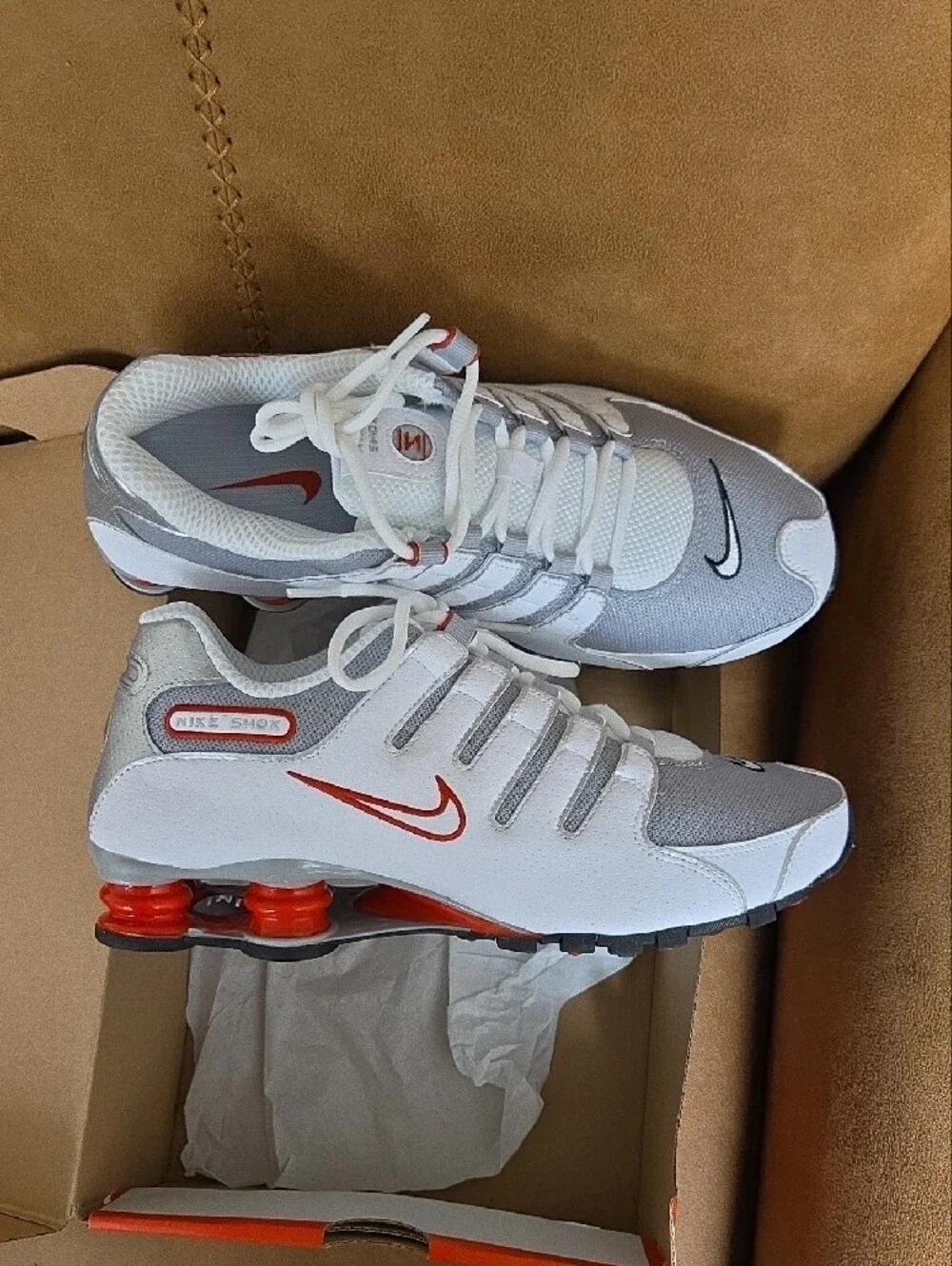 Nike Men’s White , Red and metallic SHOX Sneakers. Price Is Fair at $65